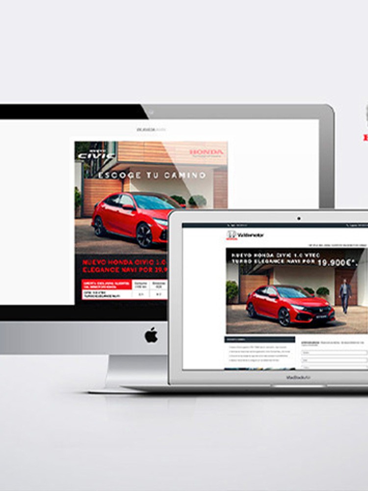 Imagen principal de proyecto de Landing a medida y Campaña de Captación de clientes potenciales  de CIVIC para Honda Valdemotor