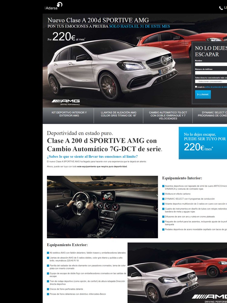 Imagen principal de proyecto de Landing a medida y Campaña de captación de clientes potenciales de Clase A 200d para Adarsa