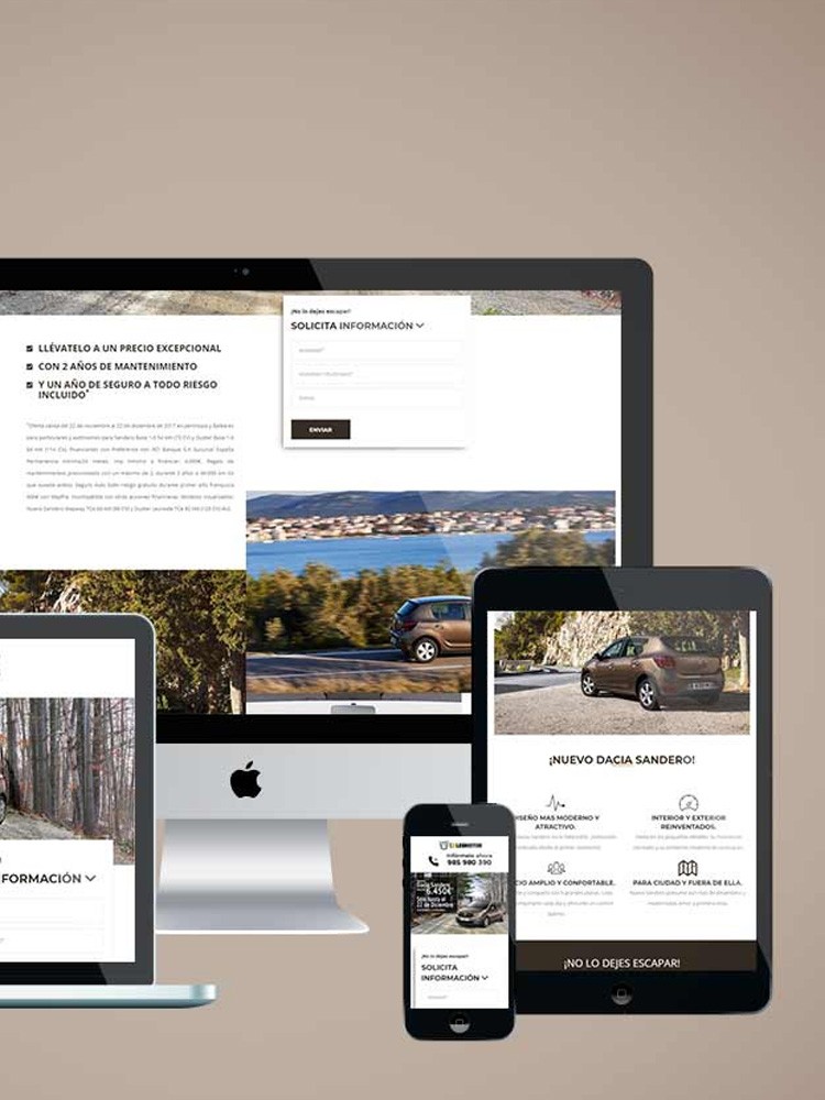 Imagen principal de proyecto de Landing a medida y Campaña de captación de clientes potenciales de Dacia Sandero para Leomotor