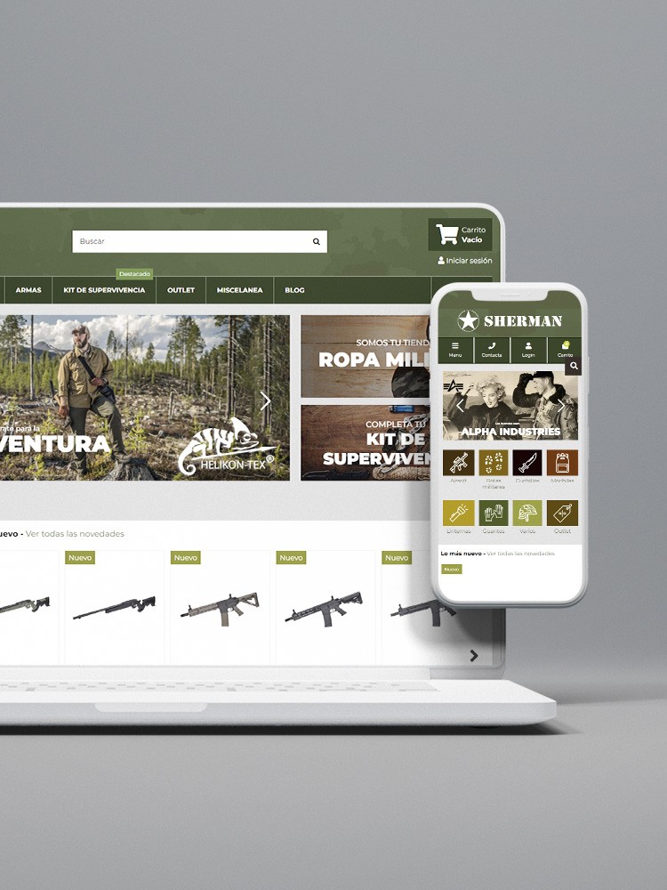 Imagen principal de proyecto de Diseño y Desarrollo eCommerce Prestashop Sherman Survival